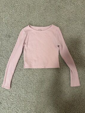 Waffle Pacsun cropped pink long sleeve